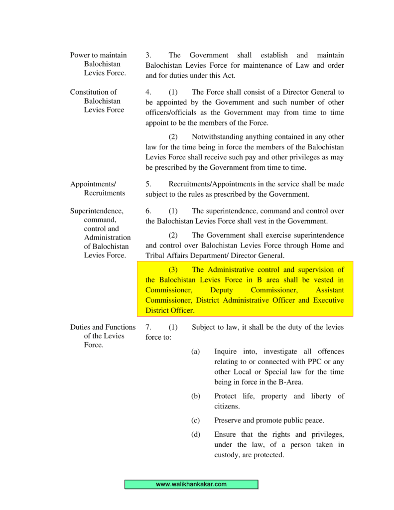 Balochistan Levies Force Act 2010 7 Balochistan Levies Force Act 2010 5