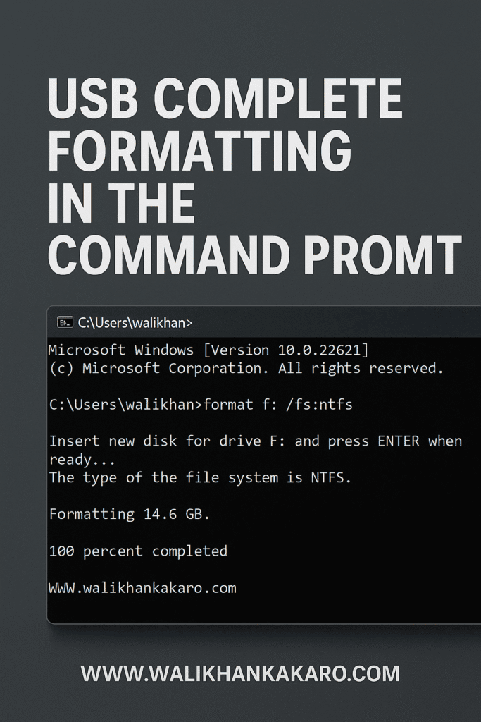 USB complete formatting in the Command Prompt
