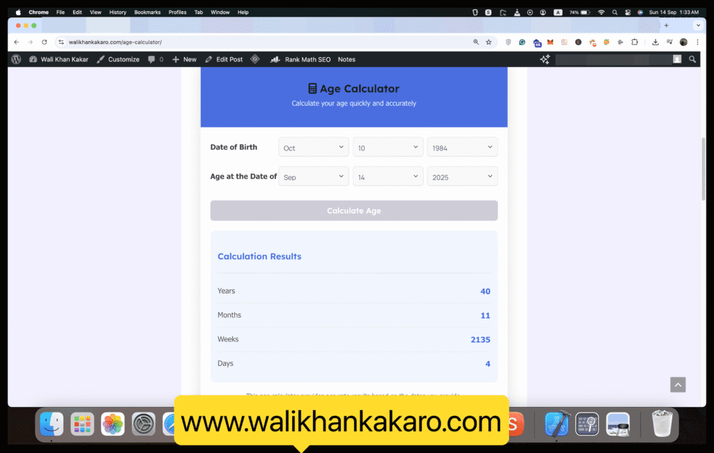 Create an age calculation tool website for free 3