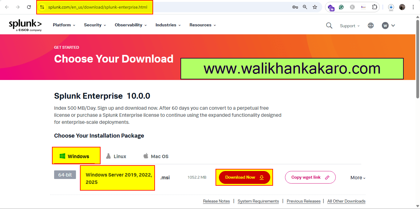 How to install Splunk on Windows