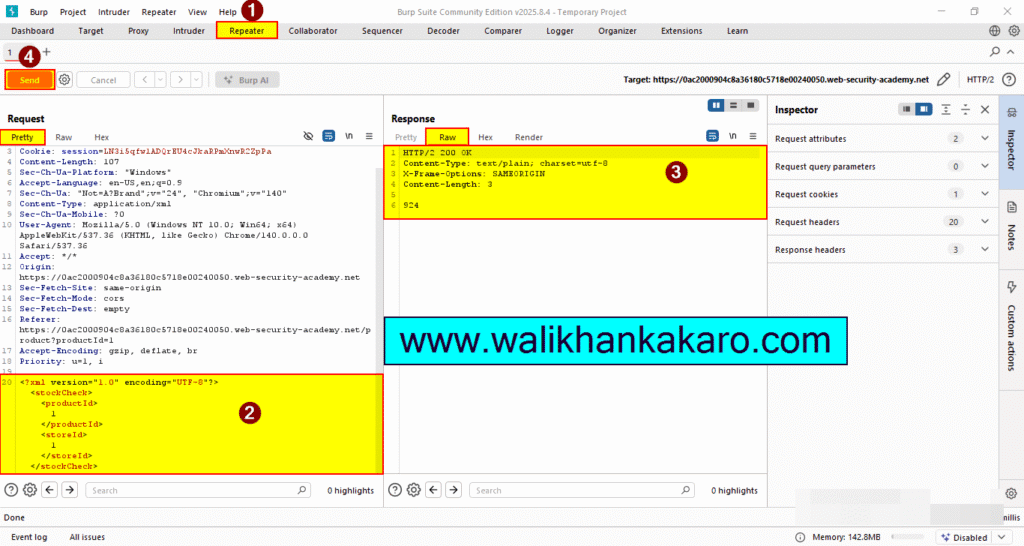 PortSwigger Labs 71 Lab Exploiting XXE to perform SSRF attacks 5