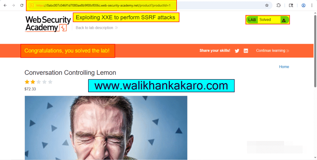 PortSwigger Labs 75 Lab Exploiting XXE to perform SSRF attacks 9