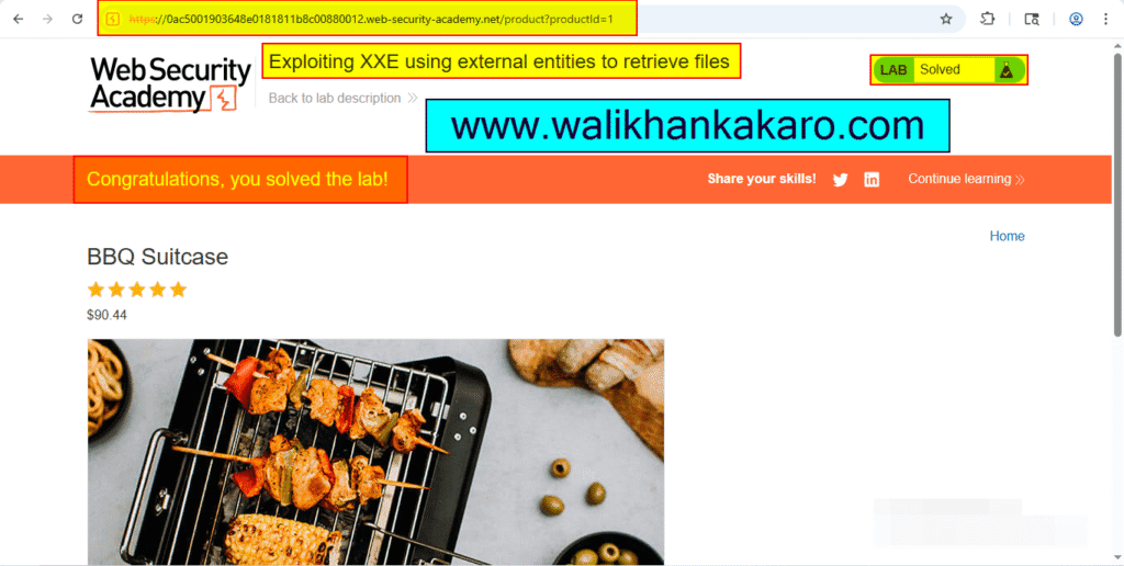 Lab Exploiting XXE using external entities to retrieve files 8