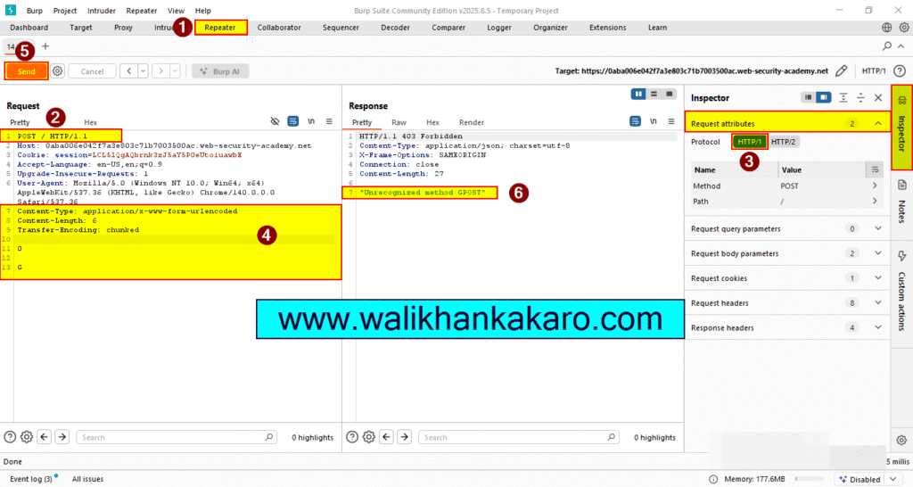 PortSwigger Labs 93 HTTP request smuggling, basic CL.TE vulnerability 4