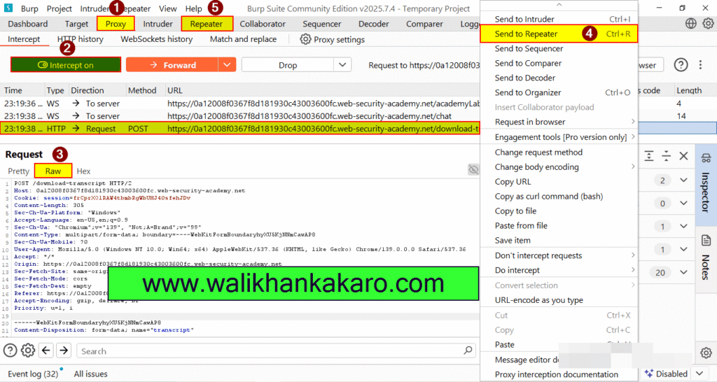 PortSwigger Labs 4 Lab Insecure direct object references IDOR 4