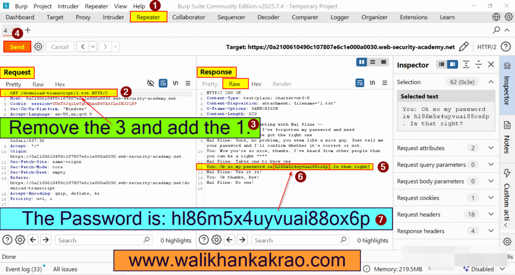 PortSwigger Labs 7 Lab Insecure direct object references IDOR 7