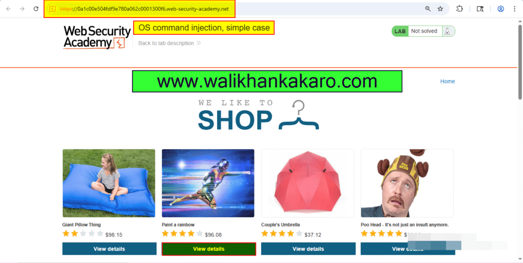 PortSwigger Labs 30 OS command injection simple case 2