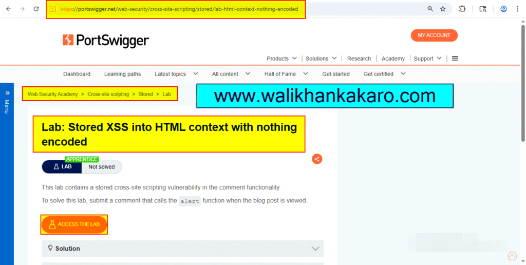 PortSwigger Labs 44 Lab Stored XSS into HTML context with nothing encoded 1