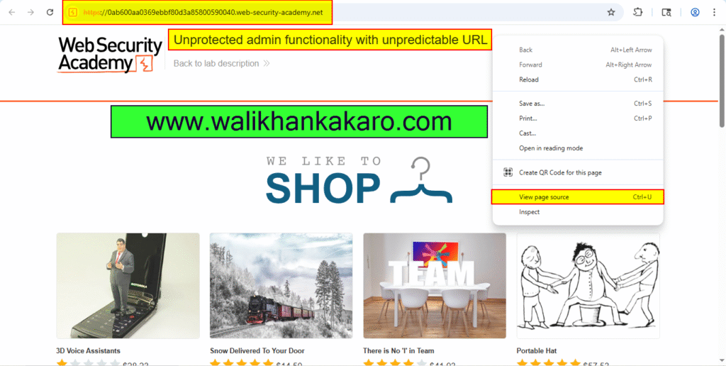 PortSwigger Labs 24 Unprotected admin functionality with unpredictable URL 2