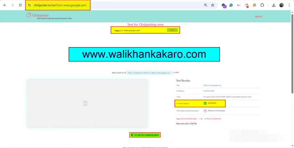Test for ClickJacking 2