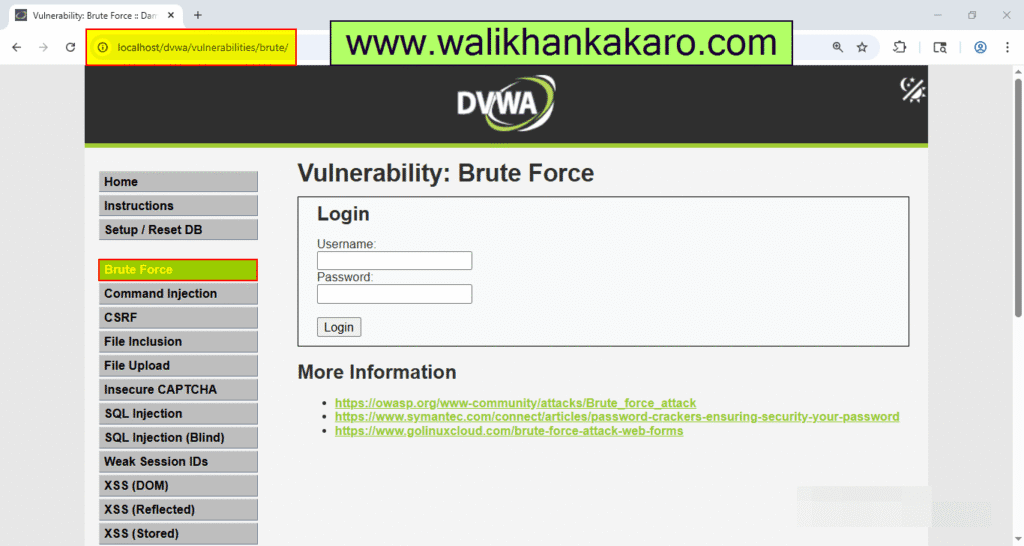 DVWA brute force attack 2