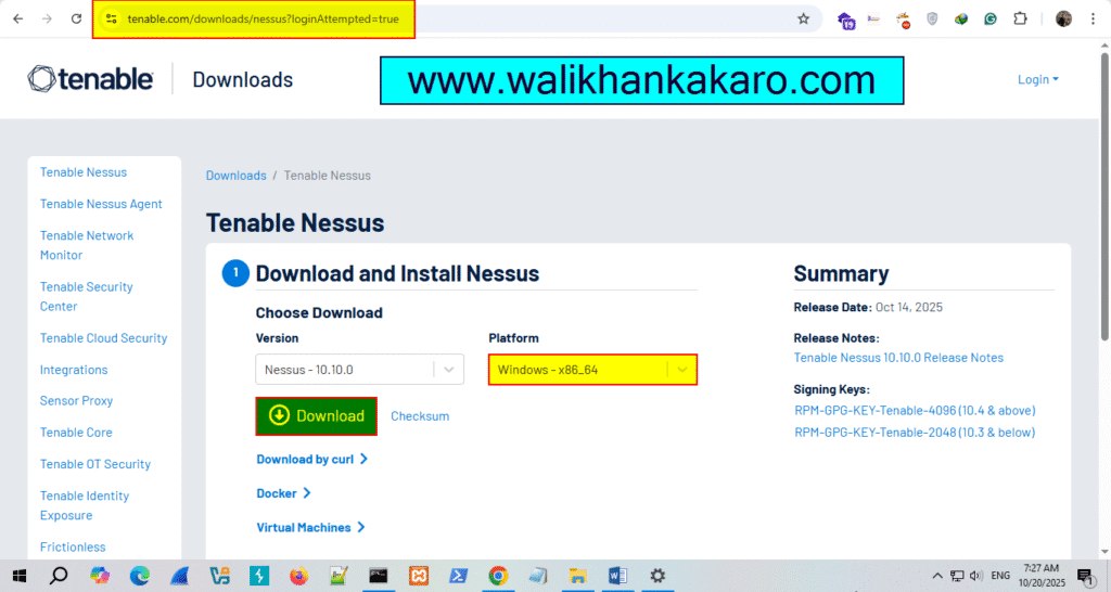 Nessus download for Windows 1