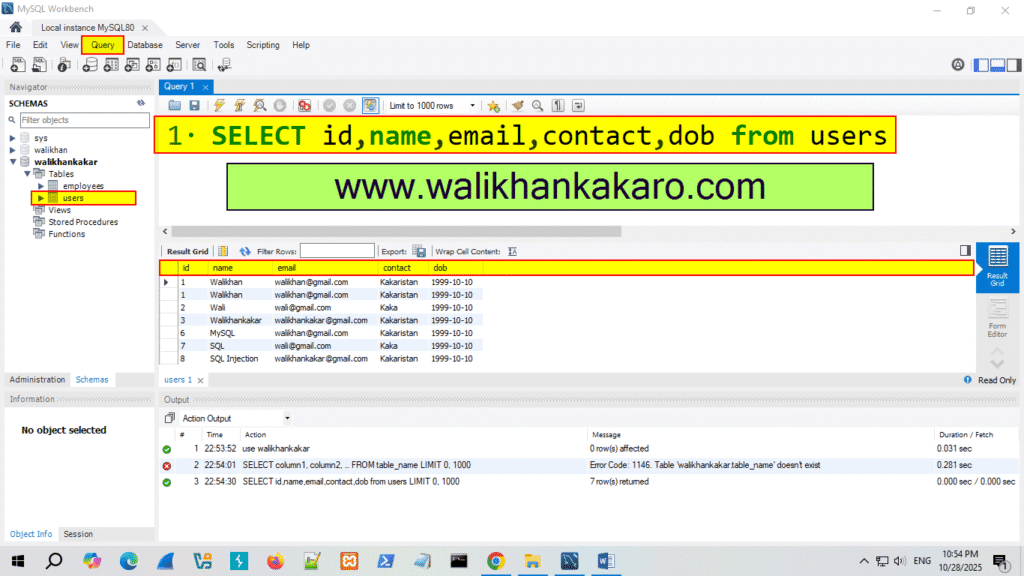MySQL select query with where clause 1