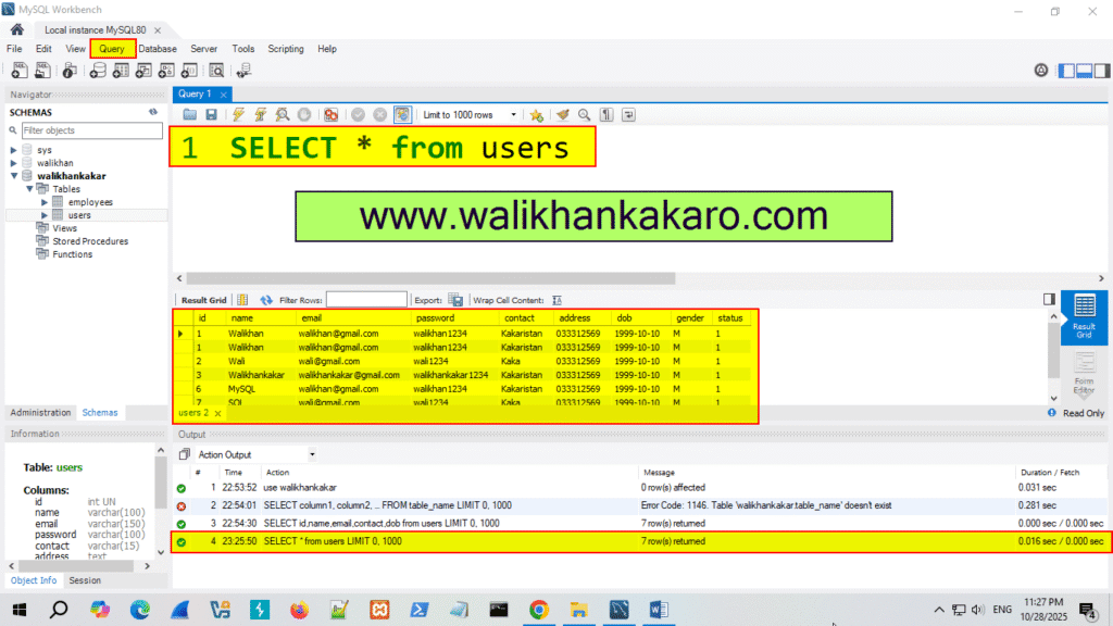 MySQL select query with where clause 2
