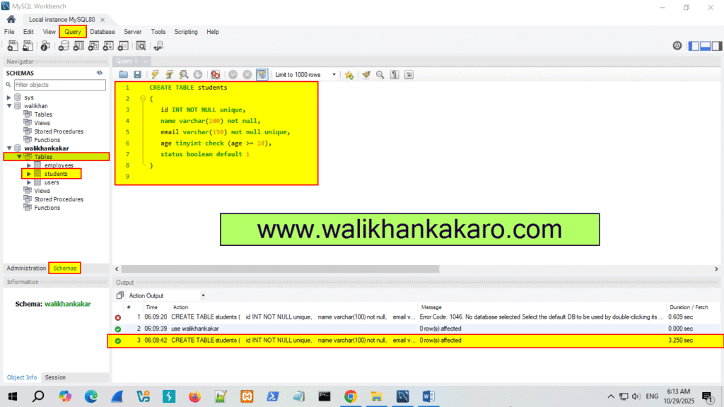 MySQL table constraints 1