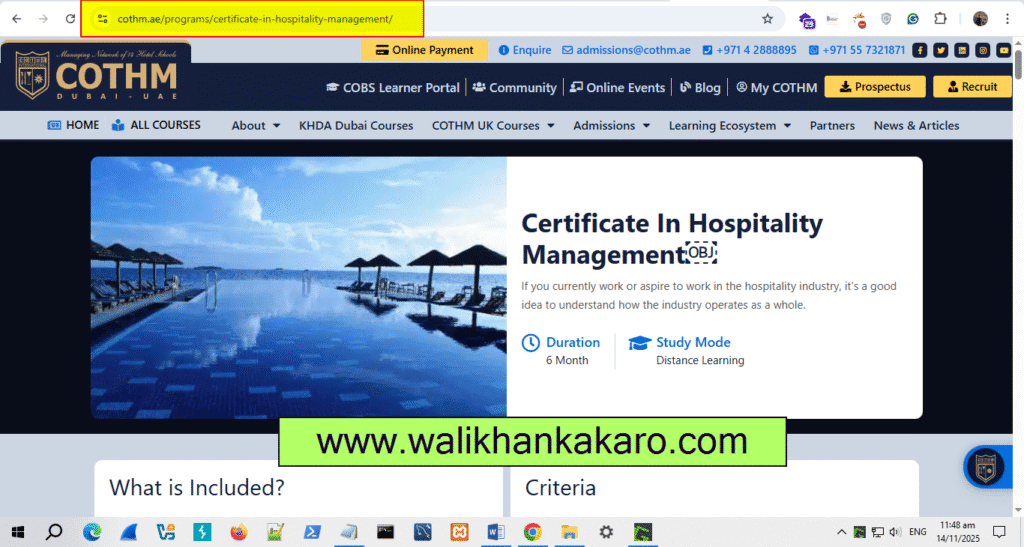 COTHM Dubai Certificate in Hospitality Management 3 COTHM Dubai Certificate in Hospitality Management 1