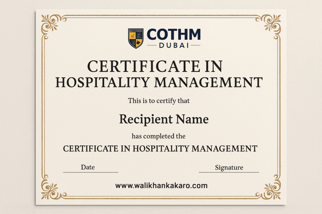 COTHM Dubai Certificate in Hospitality Management