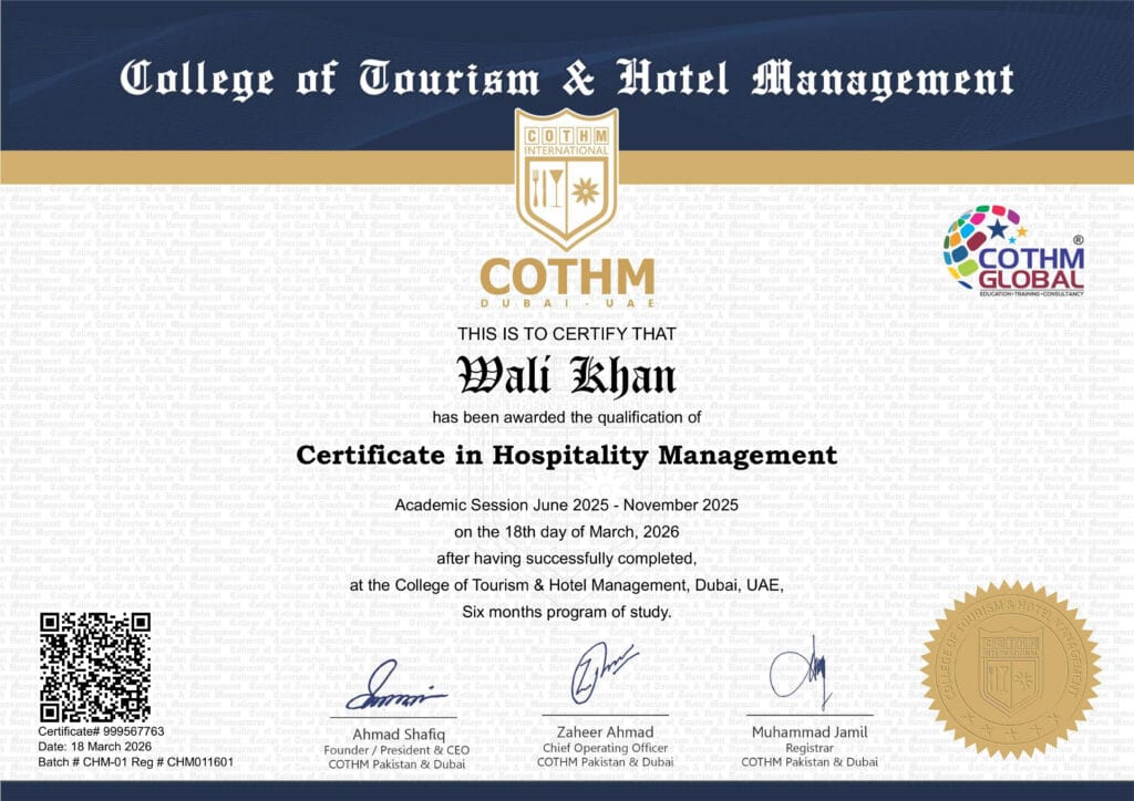 COTHM Dubai Certificate in Hospitality Management