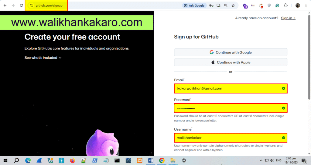 Create a GitHub account 1