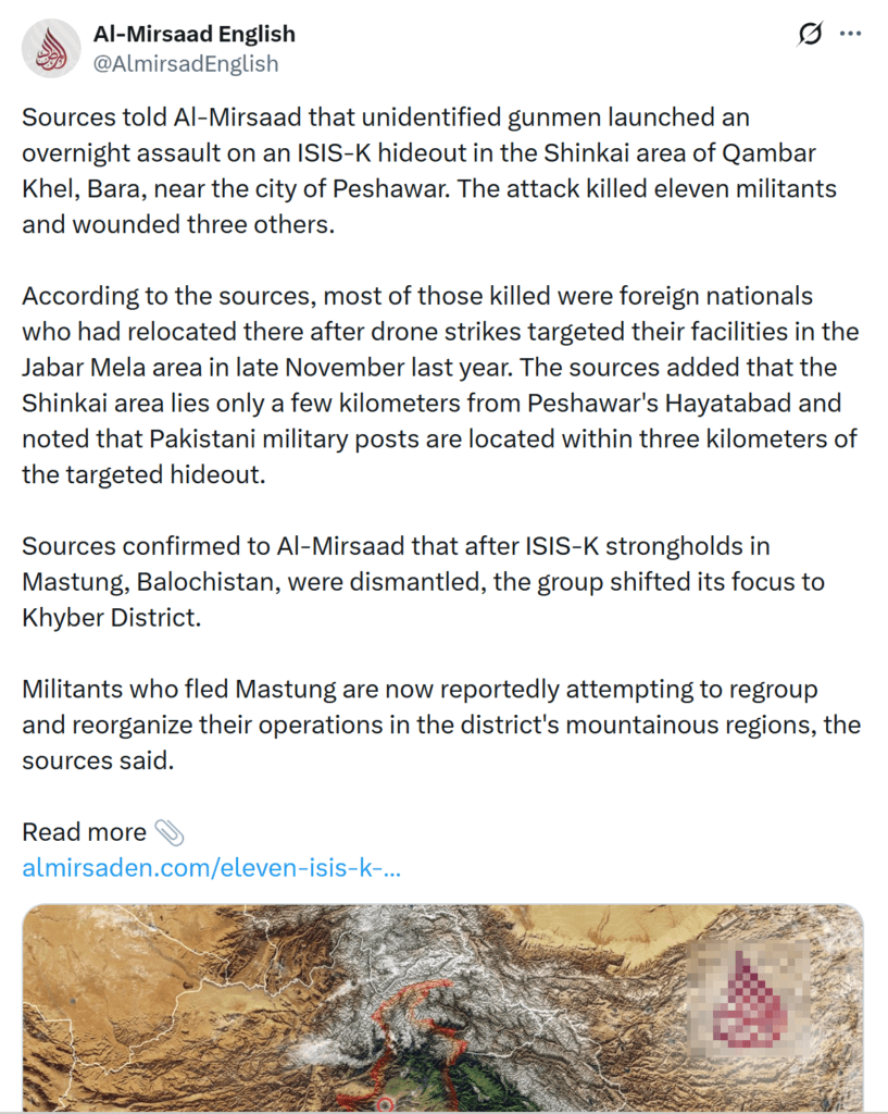 Unknown individuals killed ISIS Khorasan operatives in Bara Khyber 1