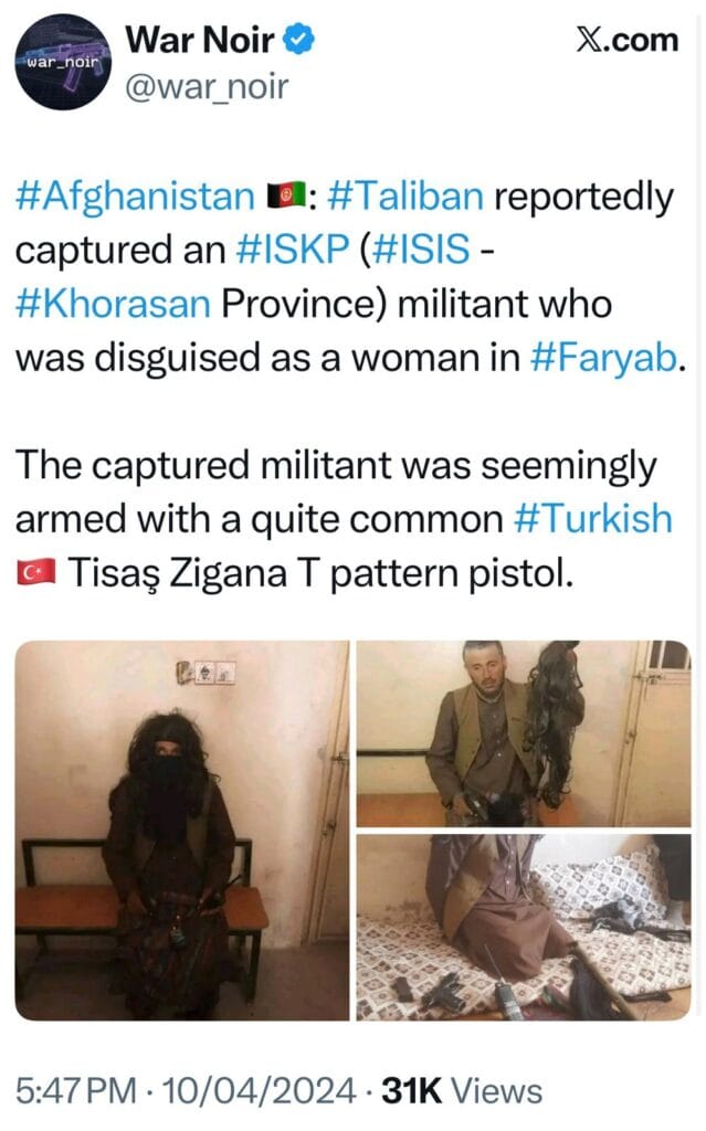 Taliban captured a Daesh target killer disguised as a woman in Faryab 4