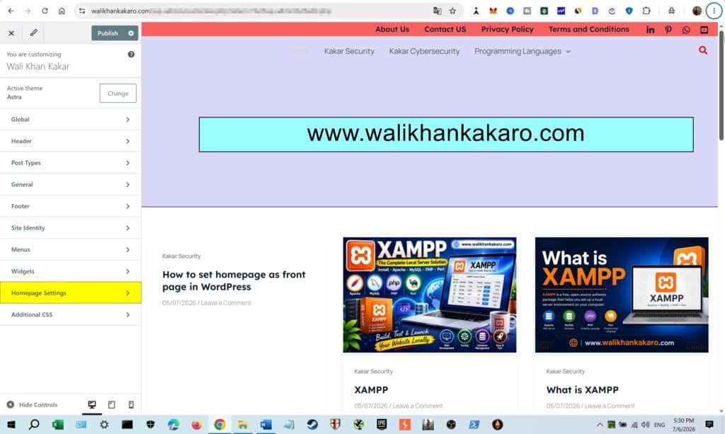 How to set homepage as the front page in WordPress 2